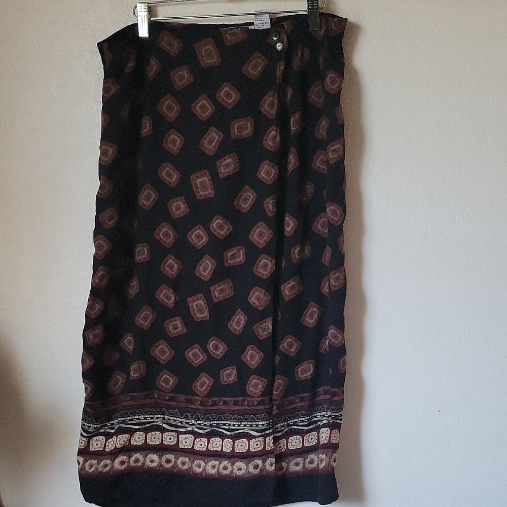 Prophecy Vintage  Black and Brown Patterned Skirt Size M